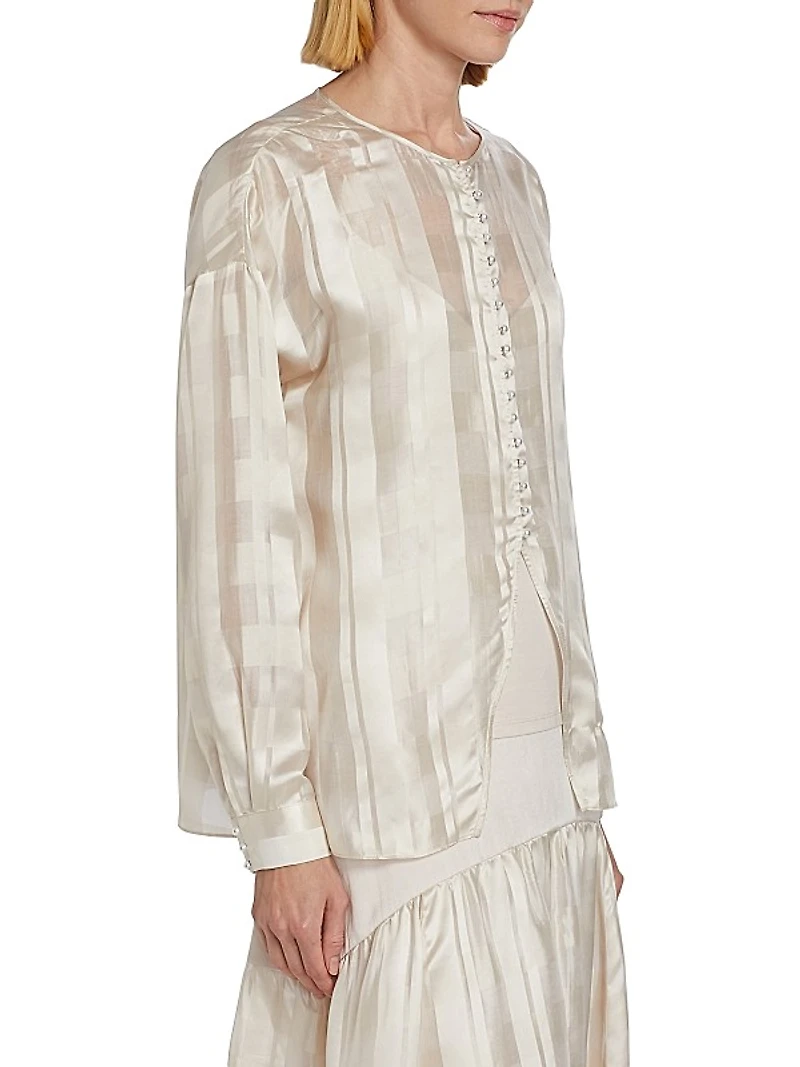 Idina Silk Check Jacquard Blouse