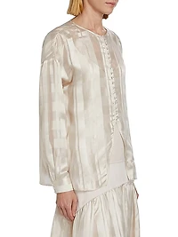 Idina Silk Check Jacquard Blouse