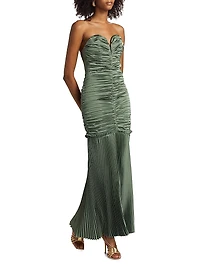 Parlour Pleated Strapless Gown
