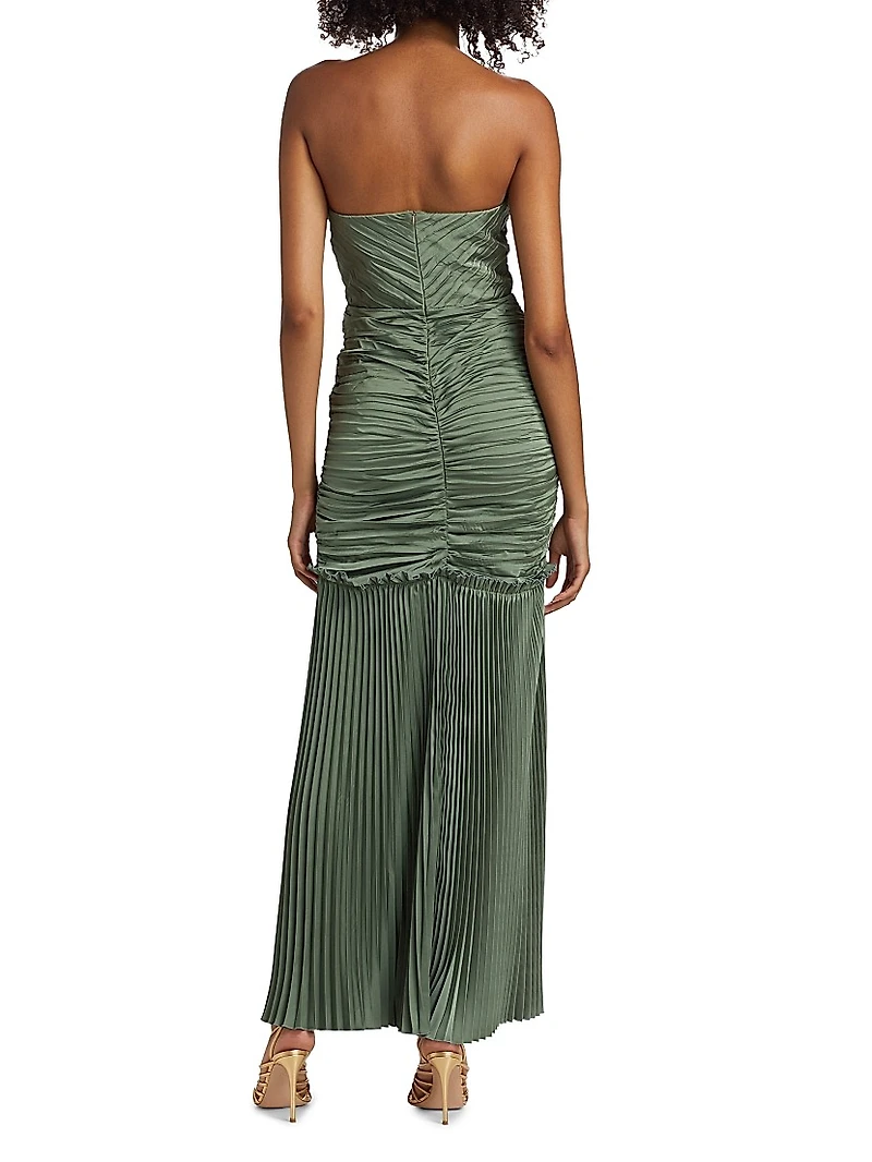 Parlour Pleated Strapless Gown