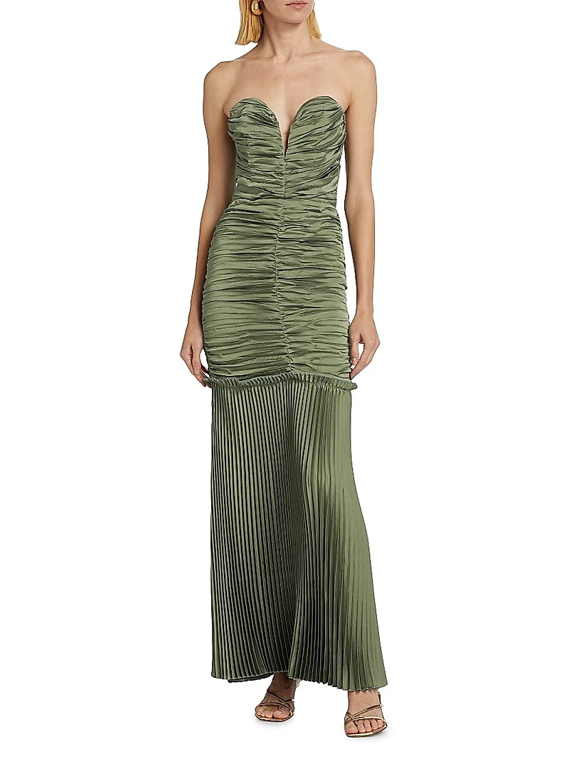 Parlour Pleated Strapless Gown