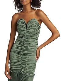 Parlour Pleated Strapless Gown