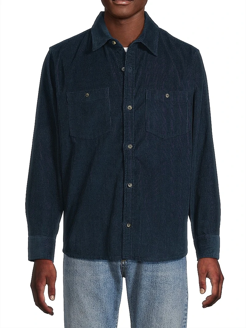 Cotton Corduroy Button-Front Shirt