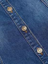 Barb Cotton Denim Puff-Sleeve Minidress