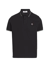 Cotton-Blend Patch Polo Shirt