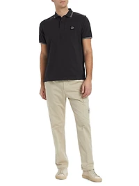 Cotton-Blend Patch Polo Shirt
