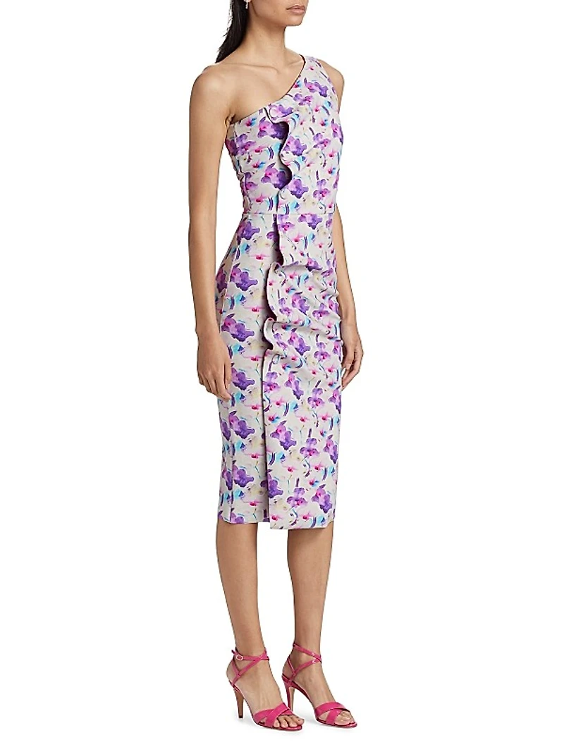 Hiroko Floral One-Shoulder Midi-Dress