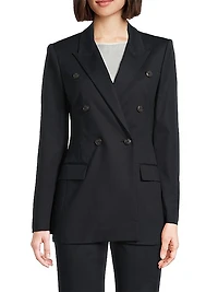 Cotton-Blend Double-Breasted Blazer