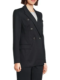 Cotton-Blend Double-Breasted Blazer