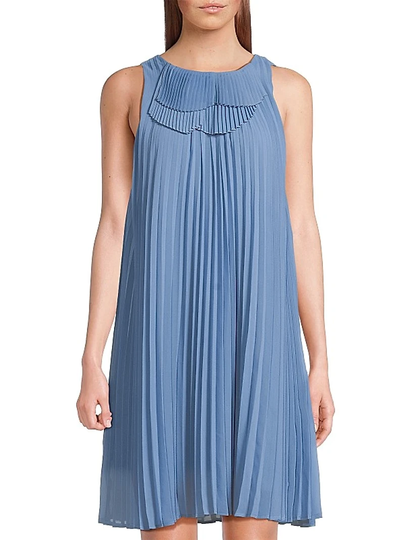 Pleated Sleeveless Minidress