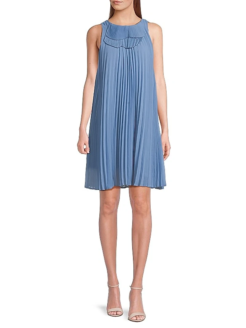 Pleated Sleeveless Minidress