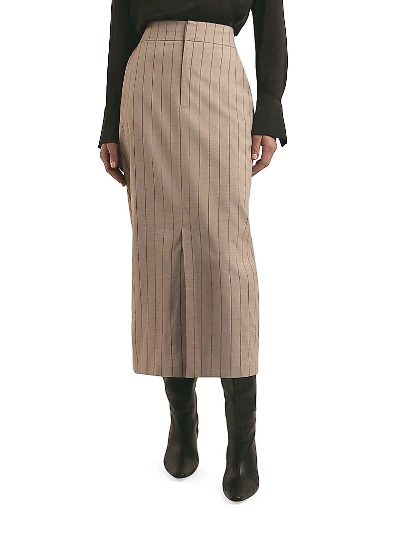 The Meyer Pinstripe Midi Skirt