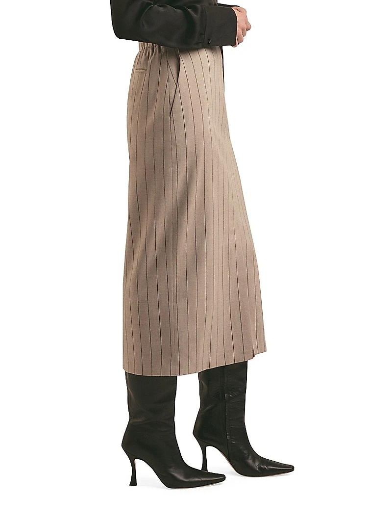 The Meyer Pinstripe Midi Skirt
