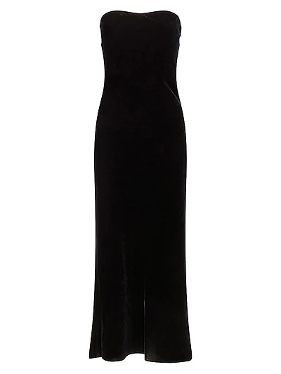 Flora Velvet Strapless Maxi Dress