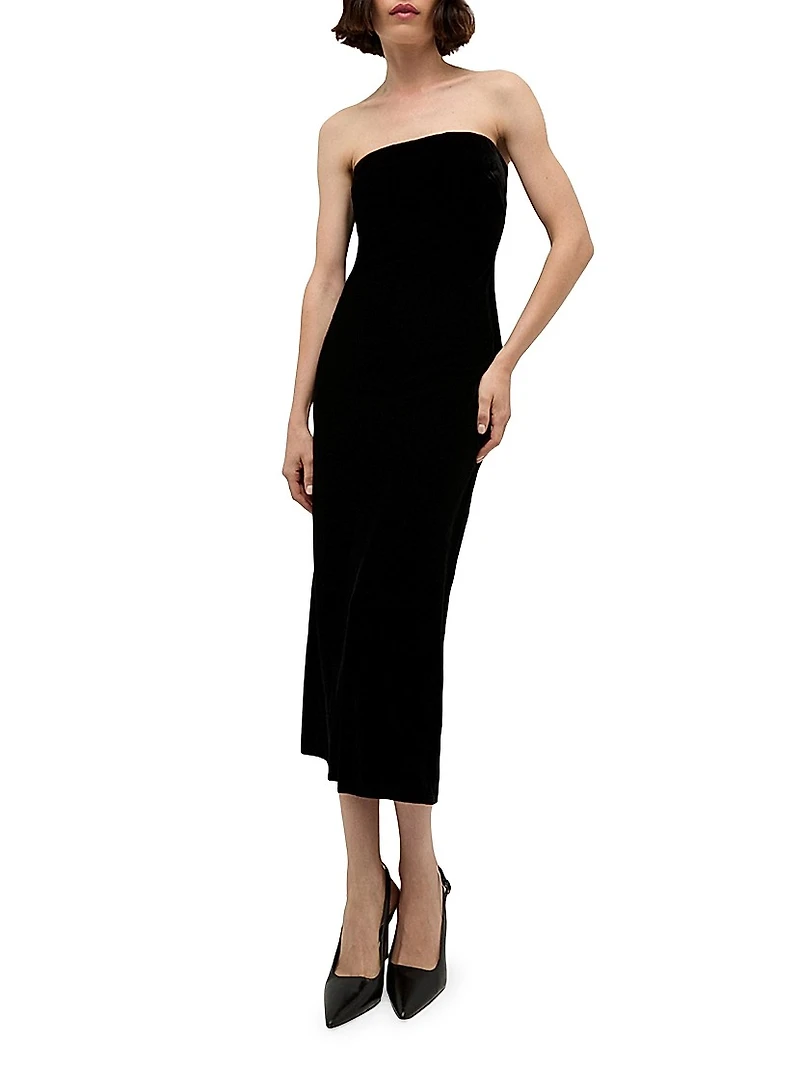 Flora Velvet Strapless Maxi Dress