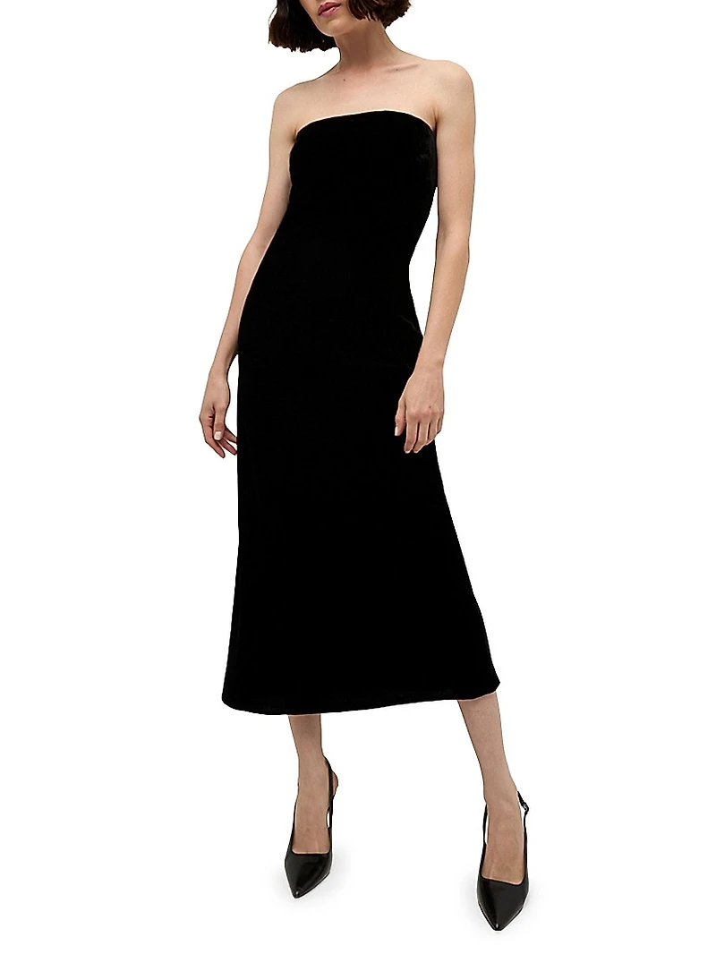 Flora Velvet Strapless Maxi Dress