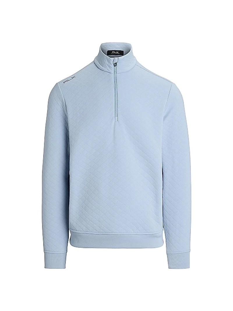 Quilted Double-Knit Quarter-Zip Sweater