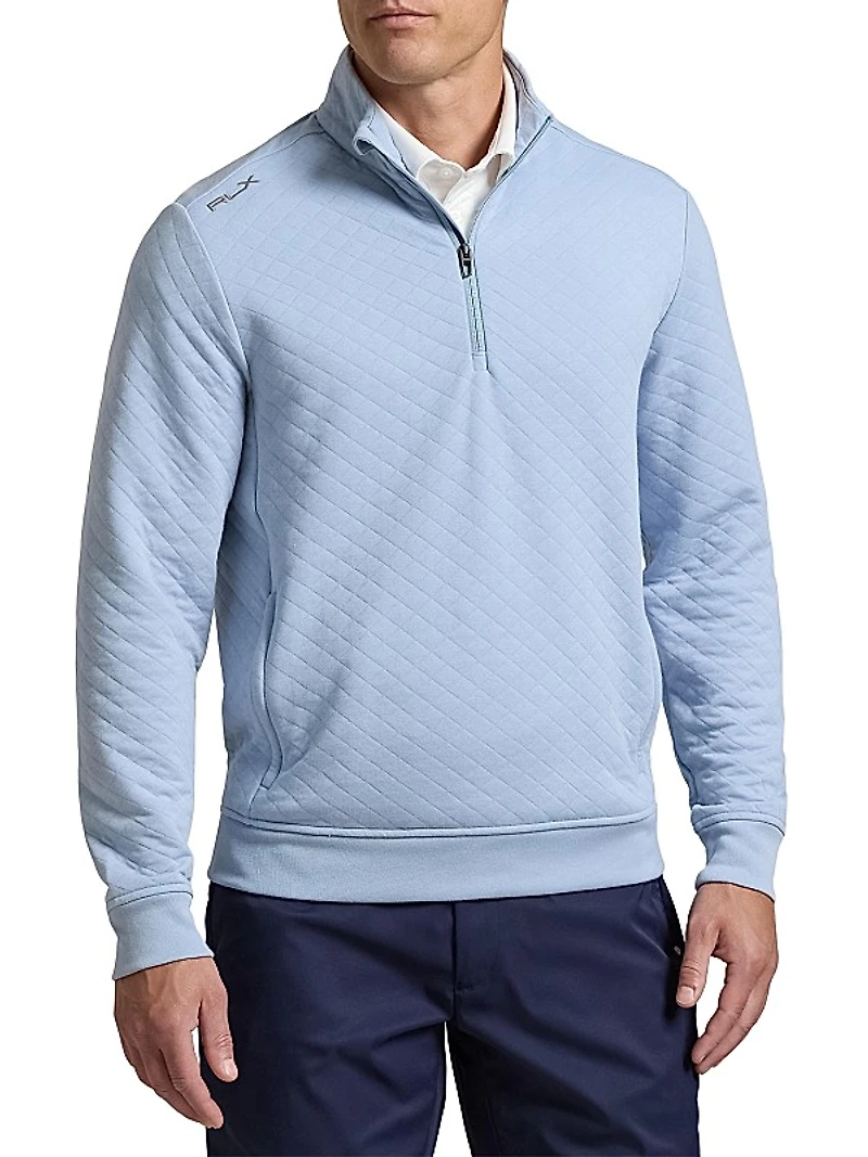 Quilted Double-Knit Quarter-Zip Sweater