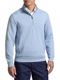 Quilted Double-Knit Quarter-Zip Sweater