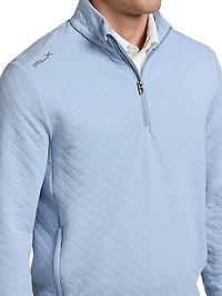 Quilted Double-Knit Quarter-Zip Sweater