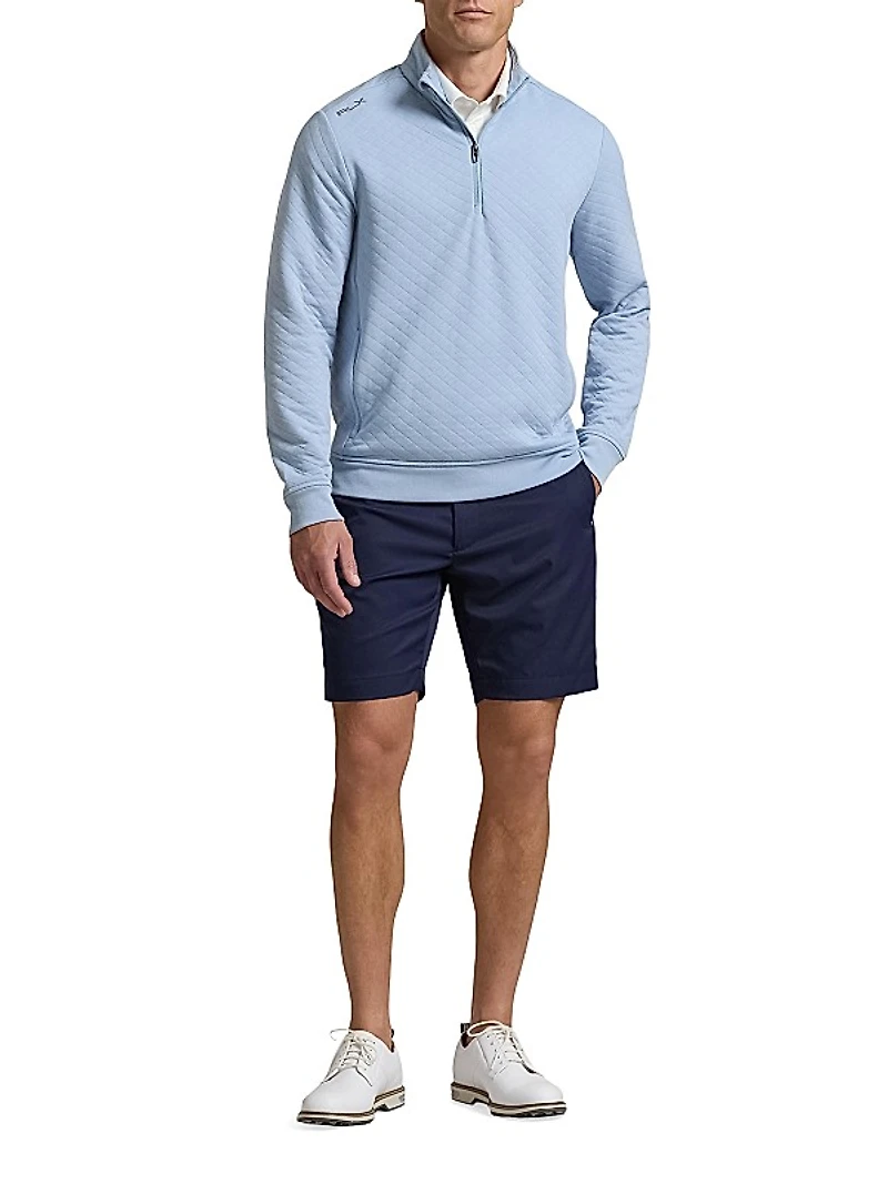 Quilted Double-Knit Quarter-Zip Sweater