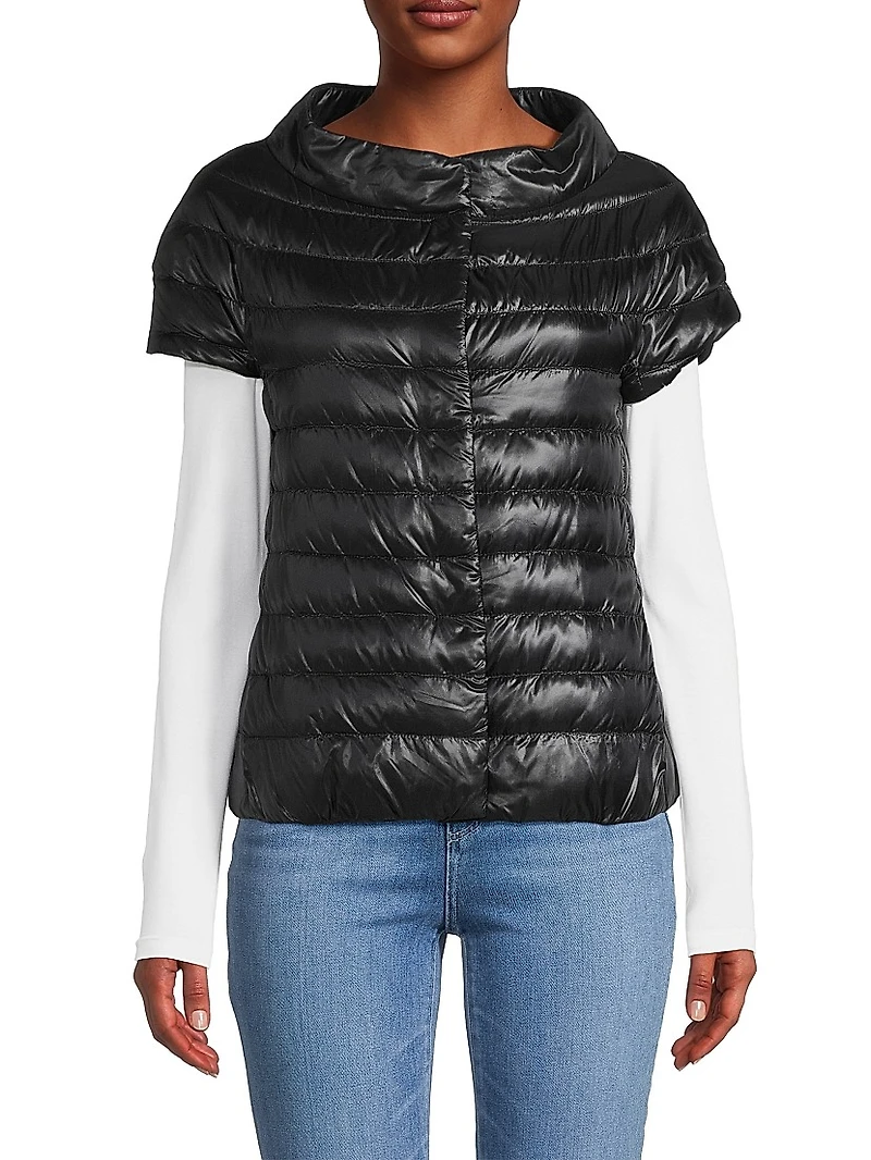 Iconico Emilia Cap-Sleeve Down Puffer Jacket