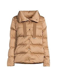Sateen Drawstring Down Puffer Jacket