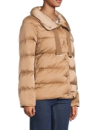 Sateen Drawstring Down Puffer Jacket