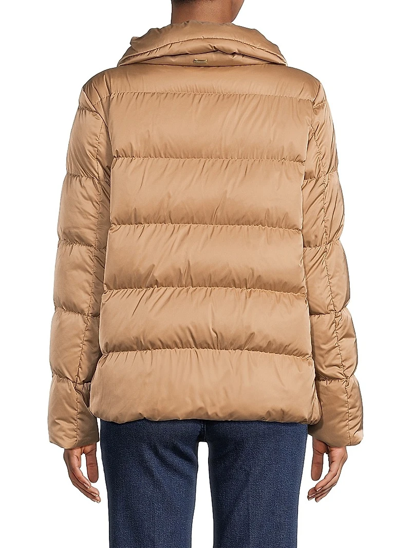 Sateen Drawstring Down Puffer Jacket