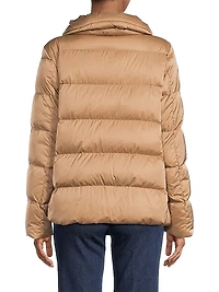 Sateen Drawstring Down Puffer Jacket