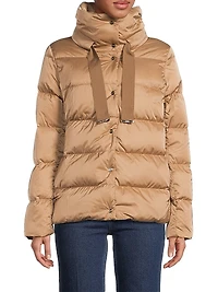 Sateen Drawstring Down Puffer Jacket