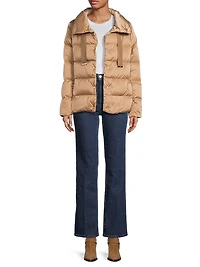 Sateen Drawstring Down Puffer Jacket