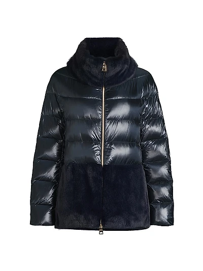 Faux-Fur Down Puffer Jacket