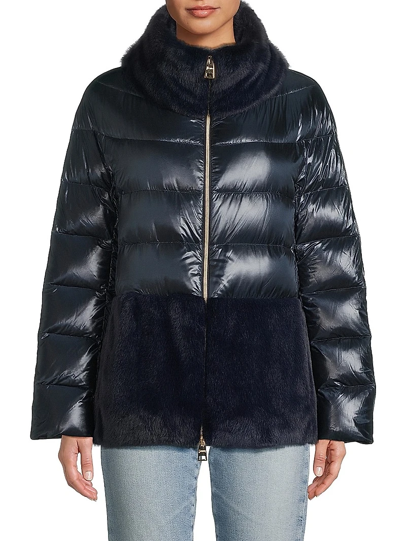 Faux-Fur Down Puffer Jacket