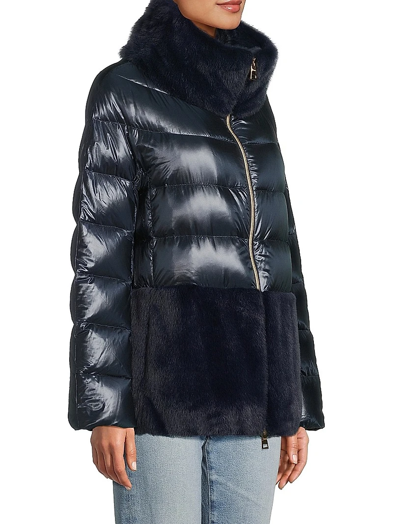 Faux-Fur Down Puffer Jacket