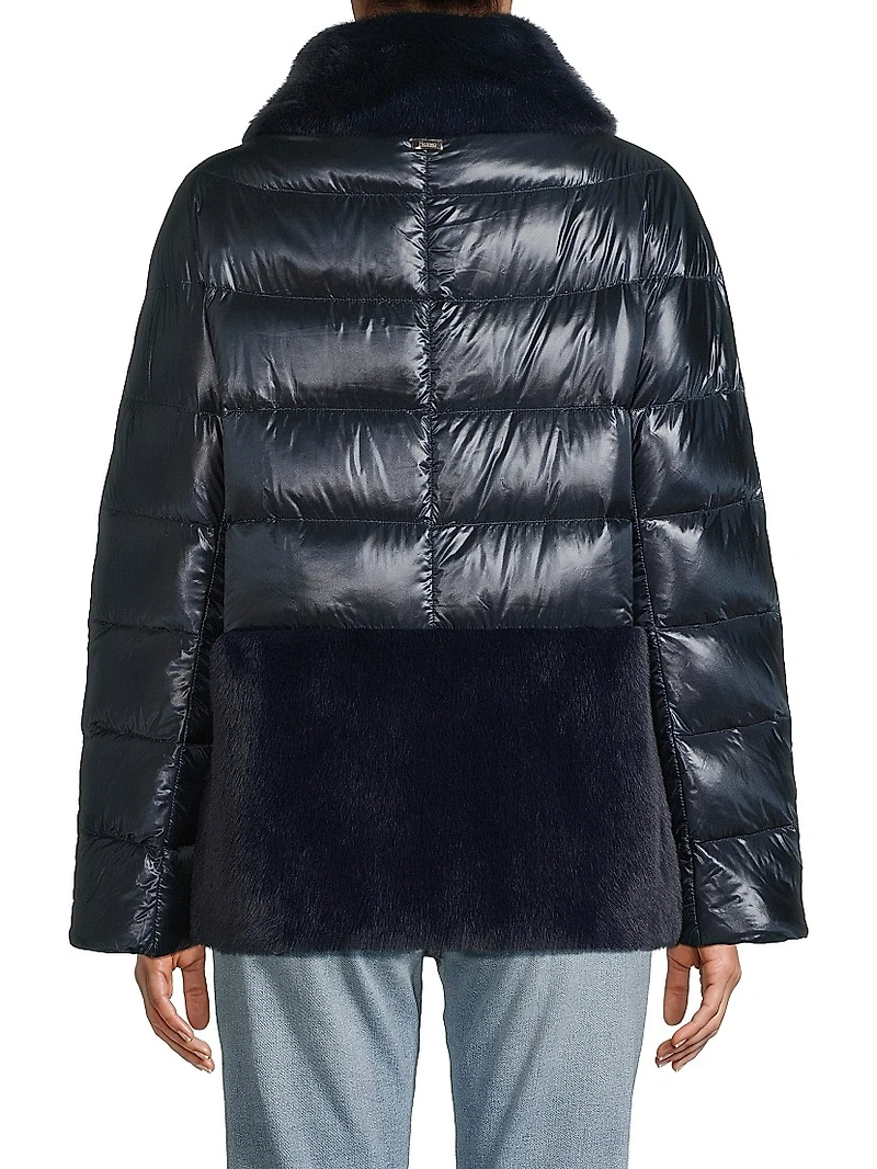 Faux-Fur Down Puffer Jacket