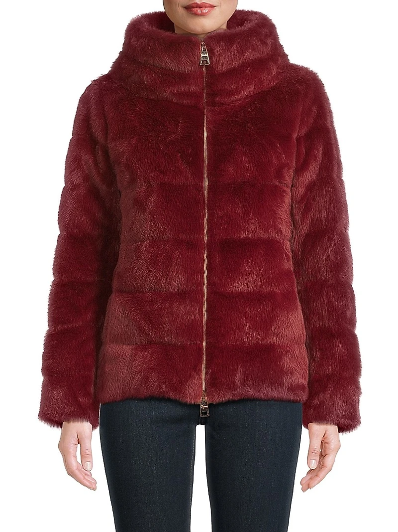 Faux-Fur Down Puffer Jacket