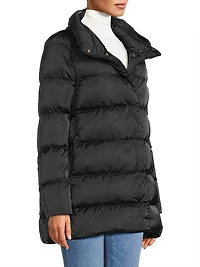 Sateen Faux-Fur Down Puffer Coat