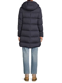 Quilted Faux Fur-Trim A-Line Coat