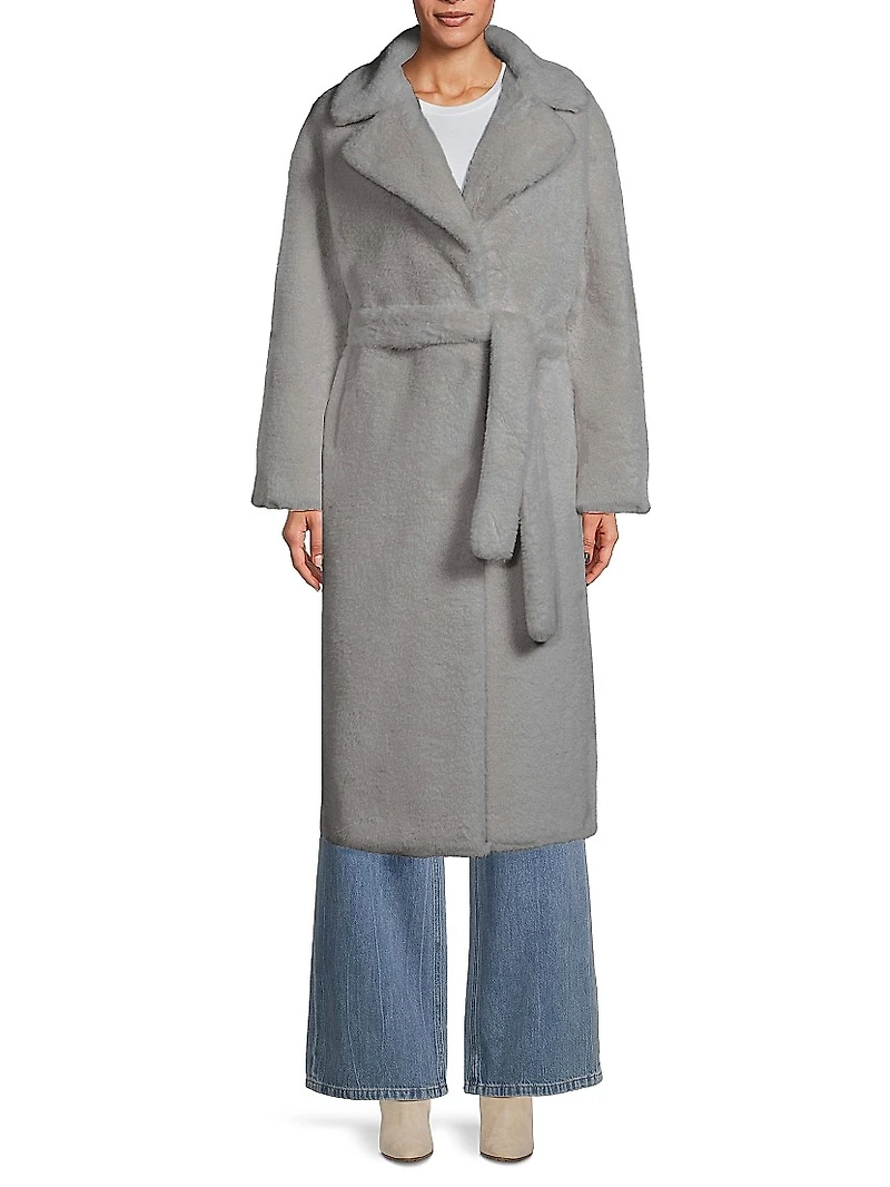 Faux-Fur Belted Coat