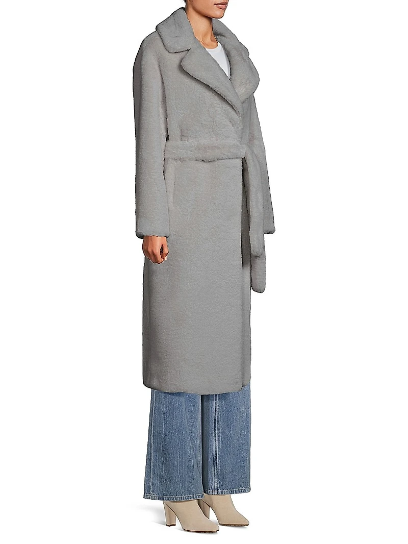 Faux-Fur Belted Coat