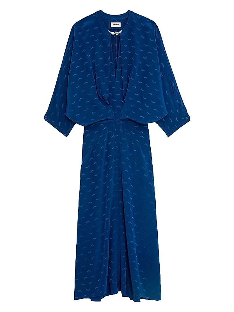 Ritany Silk Jacquard Wings Midi-Dress