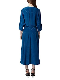 Ritany Silk Jacquard Wings Midi-Dress