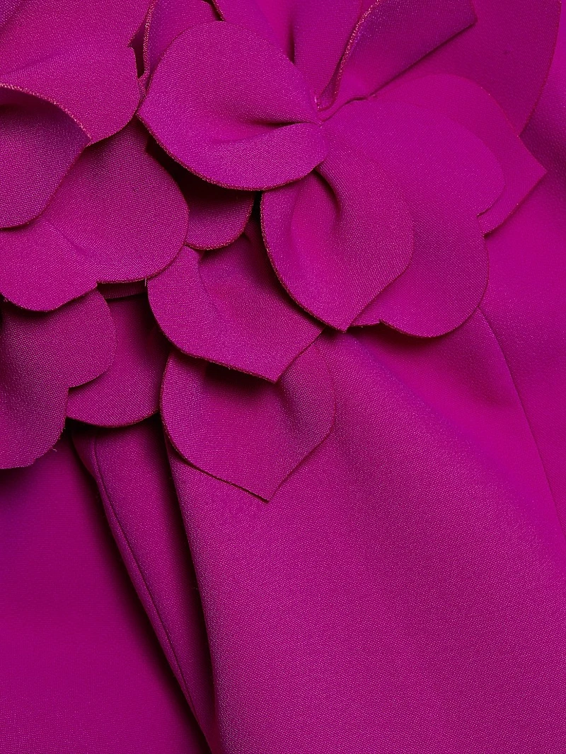 Crepe Petal Off-The-Shoulder Gown