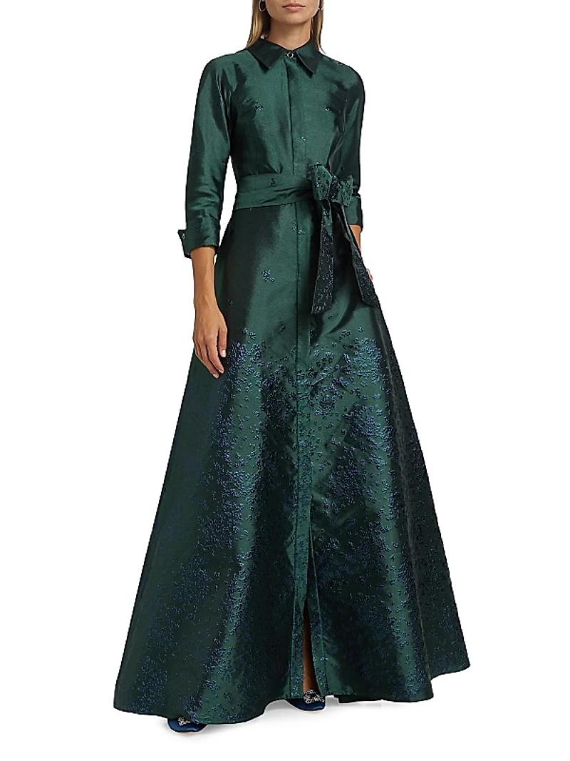 Jacquard Taffeta Shirt Gown