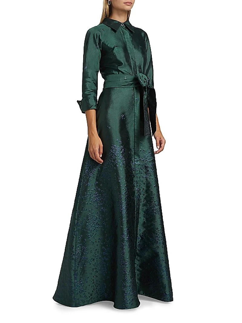 Jacquard Taffeta Shirt Gown