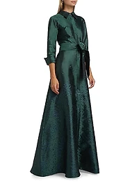 Jacquard Taffeta Shirt Gown