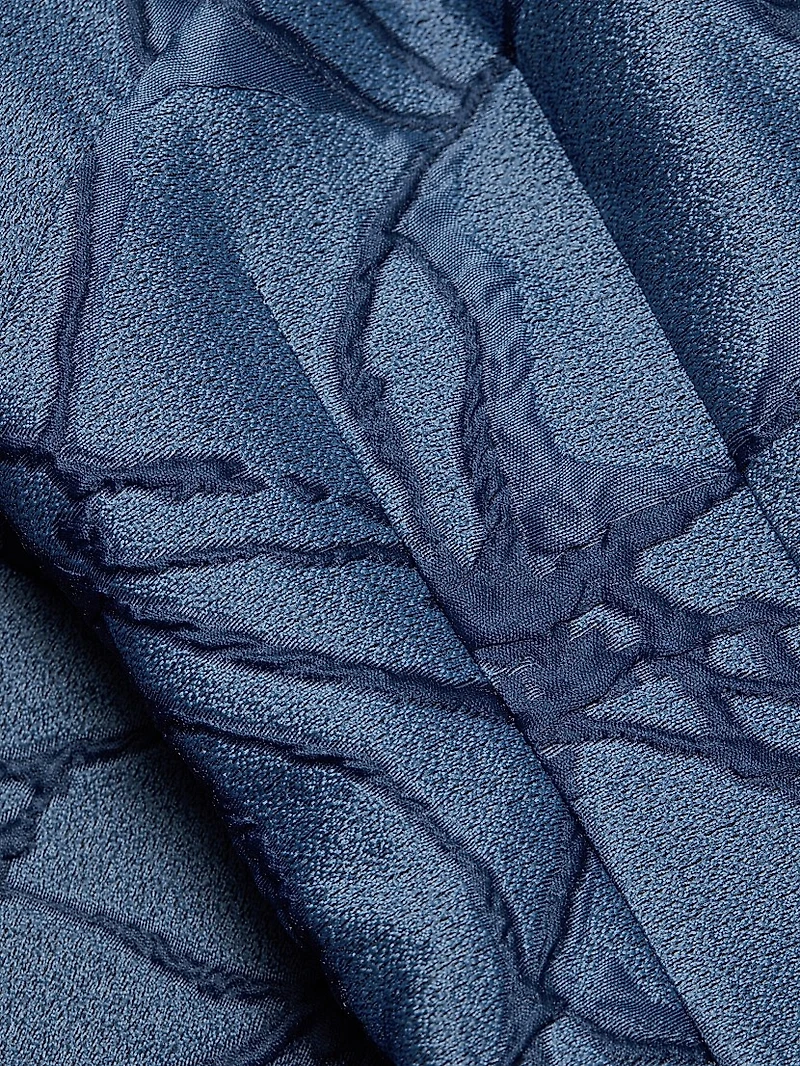 Jacquard Balloon-Sleeve Cocktail Dress