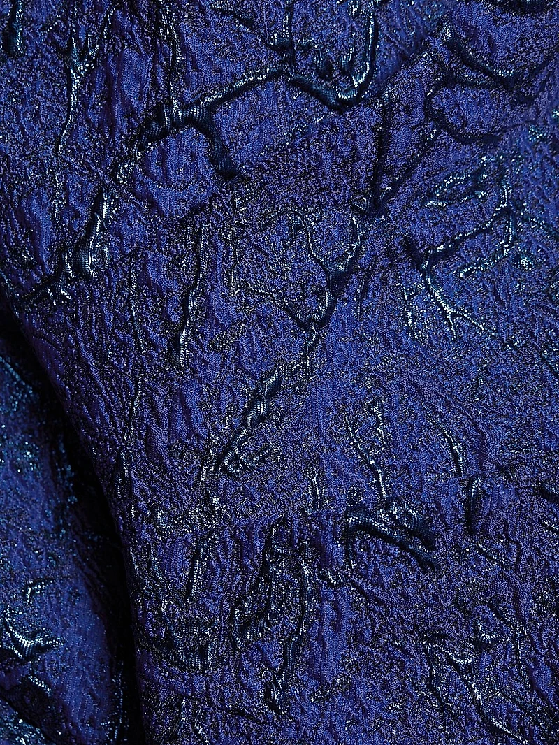 Metallic Jacquard One-Shoulder Gown