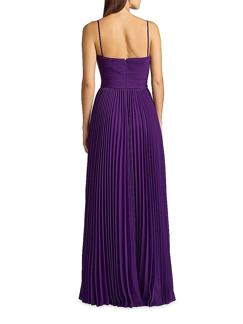 Pleated A-Line Gown